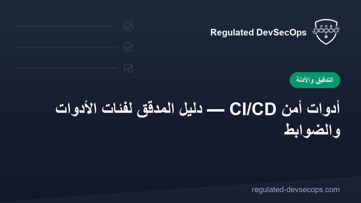 أدوات أمن CI/CD — دليل المدقق لفئات الأدوات والضوابط