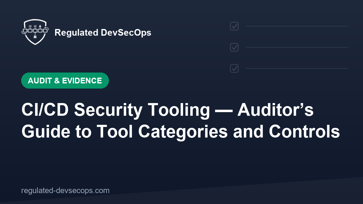 CI/CD Security Tooling — Auditor’s Guide to Tool Categories and Controls