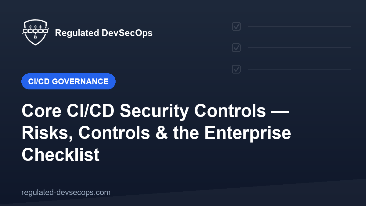 Core CI/CD Security Controls — Risks, Controls & the Enterprise Checklist