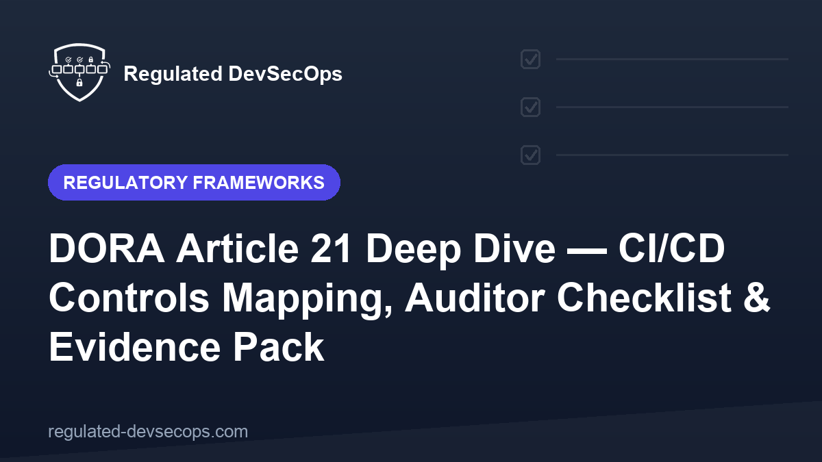 DORA Article 21 Deep Dive — CI/CD Controls Mapping, Auditor Checklist & Evidence Pack