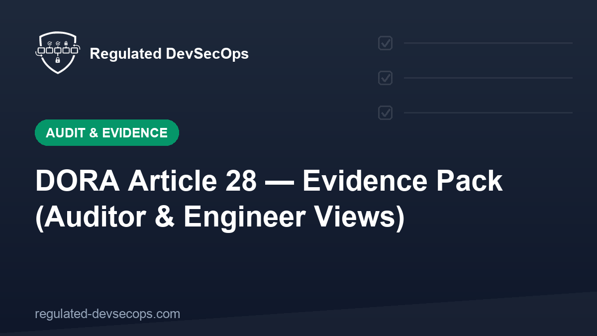 DORA Article 28 — Evidence Pack (Auditor & Engineer Views)