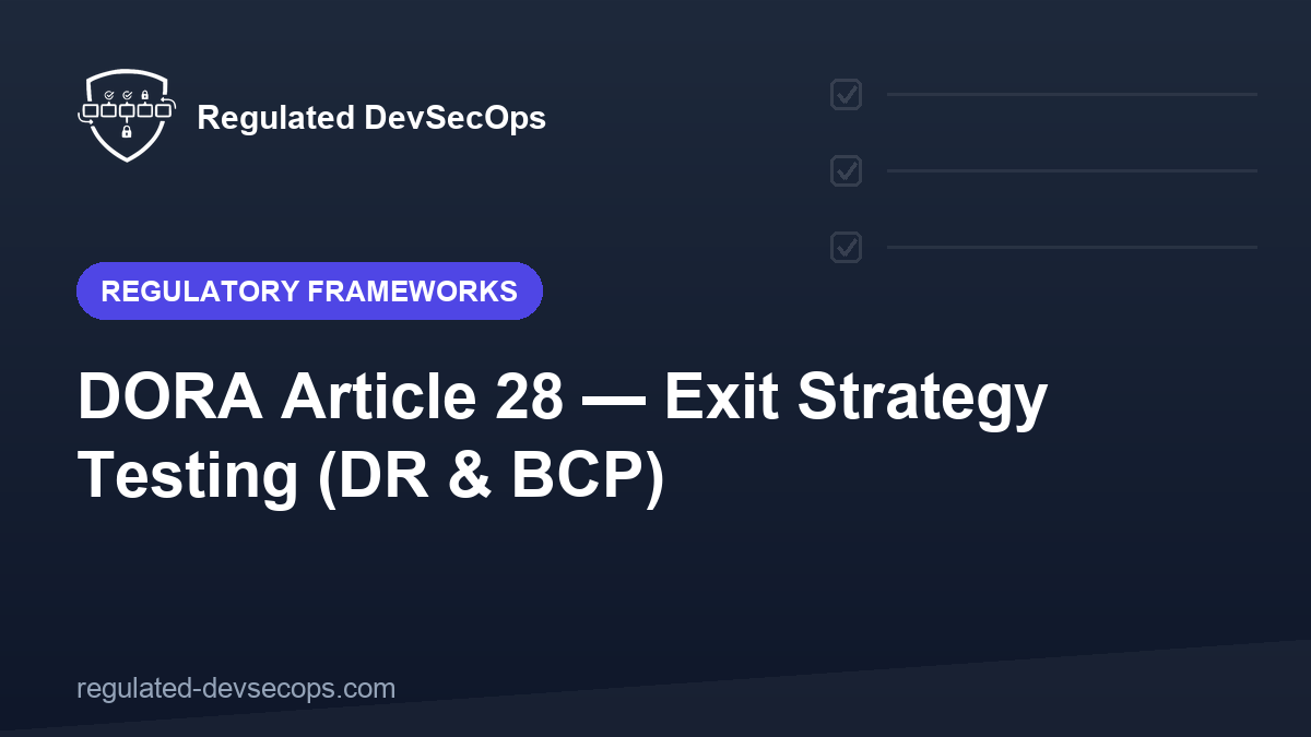 DORA Article 28 — Exit Strategy Testing (DR & BCP)