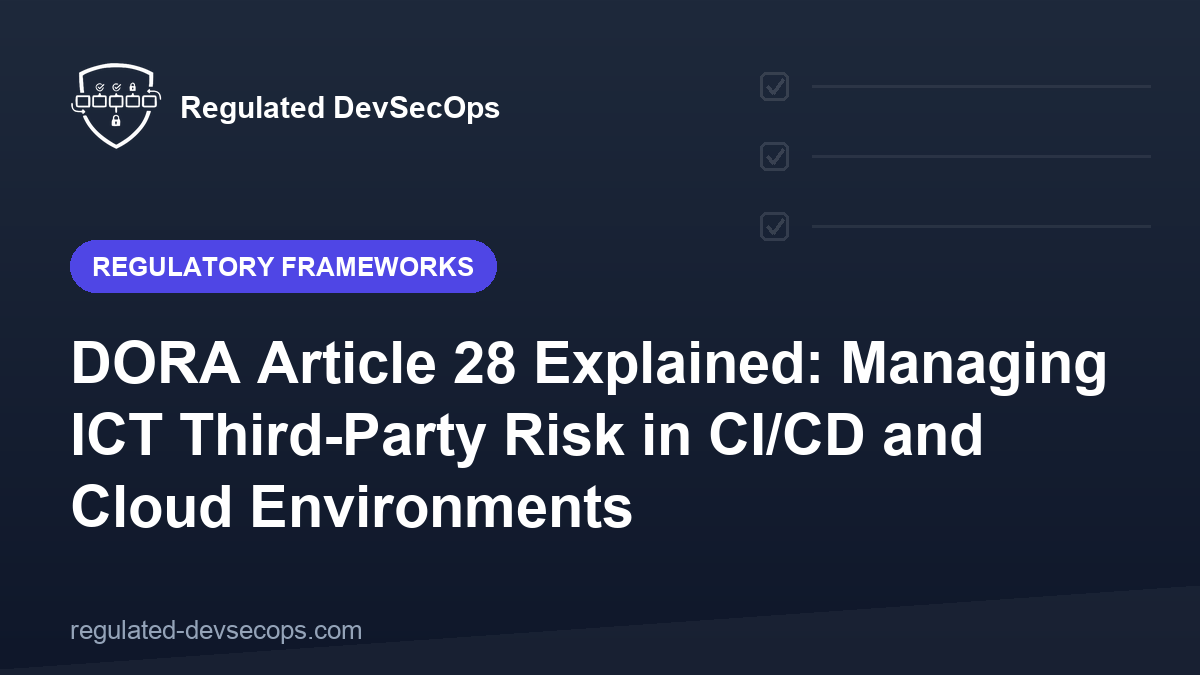 DORA Article 28 Explained: Managing ICT Third-Party Risk in CI/CD and Cloud Environments