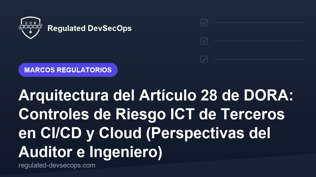 Arquitectura del Artículo 28 de DORA: Controles de Riesgo ICT de Terceros en CI/CD y Cloud (Perspectivas del Auditor e Ingeniero)