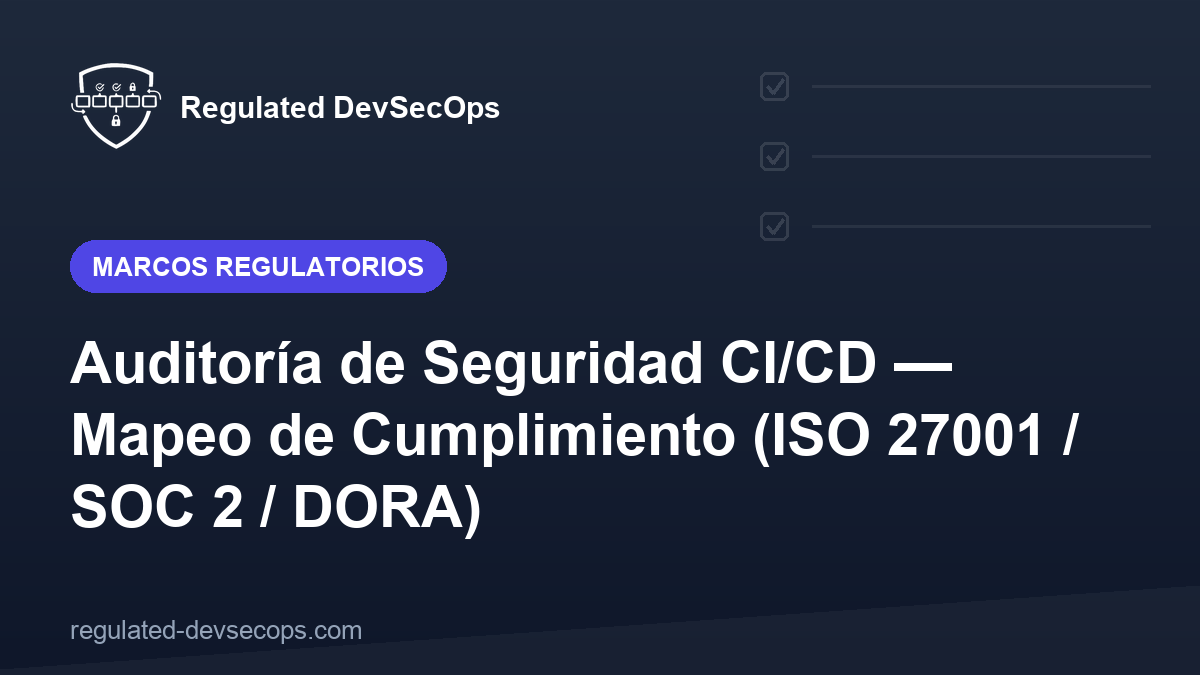 Auditoría de Seguridad CI/CD — Mapeo de Cumplimiento (ISO 27001 / SOC 2 / DORA)