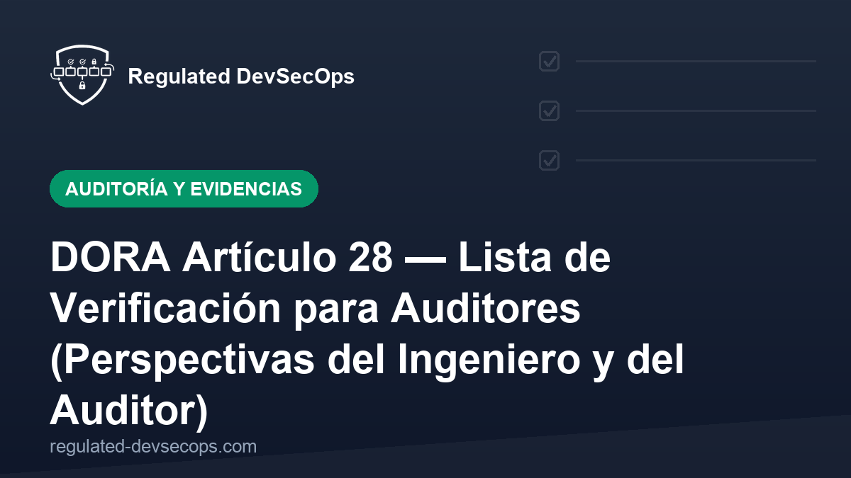 DORA Artículo 28 — Lista de Verificación para Auditores (Perspectivas del Ingeniero y del Auditor)