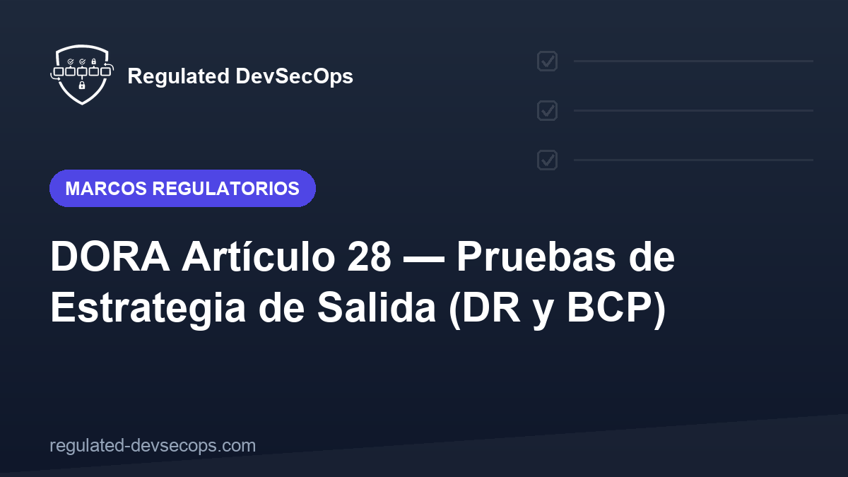DORA Artículo 28 — Pruebas de Estrategia de Salida (DR y BCP)