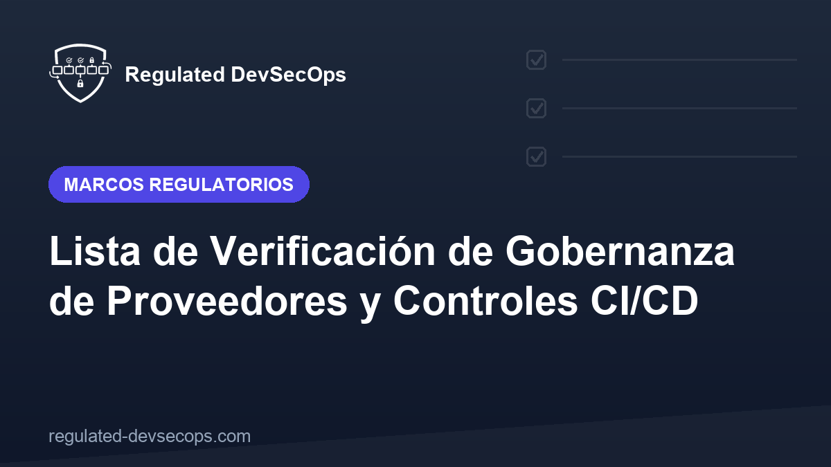 Lista de Verificación de Gobernanza de Proveedores y Controles CI/CD