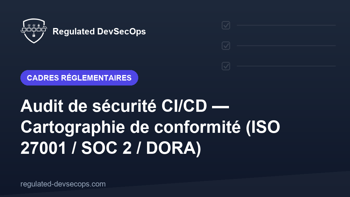 Audit de sécurité CI/CD — Cartographie de conformité (ISO 27001 / SOC 2 / DORA)