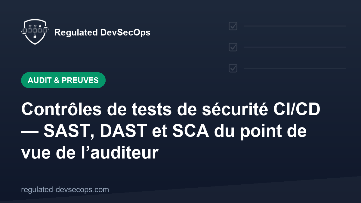 Contrôles de tests de sécurité CI/CD — SAST, DAST et SCA du point de vue de l’auditeur