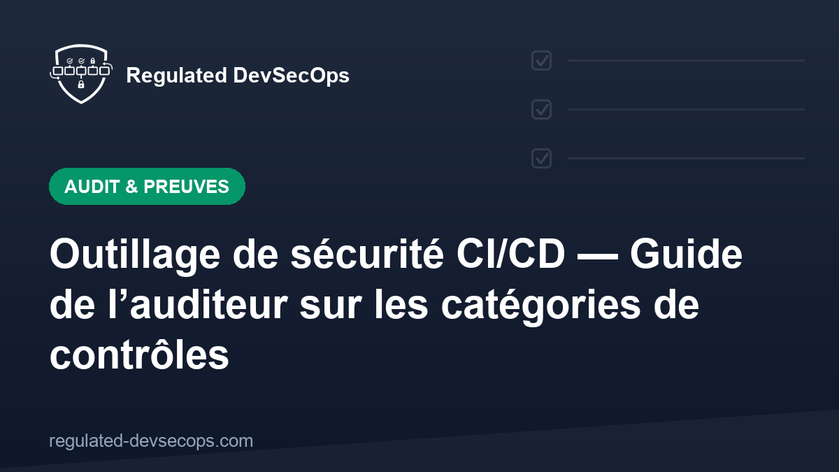 Outillage de sécurité CI/CD — Guide de l’auditeur sur les catégories de contrôles