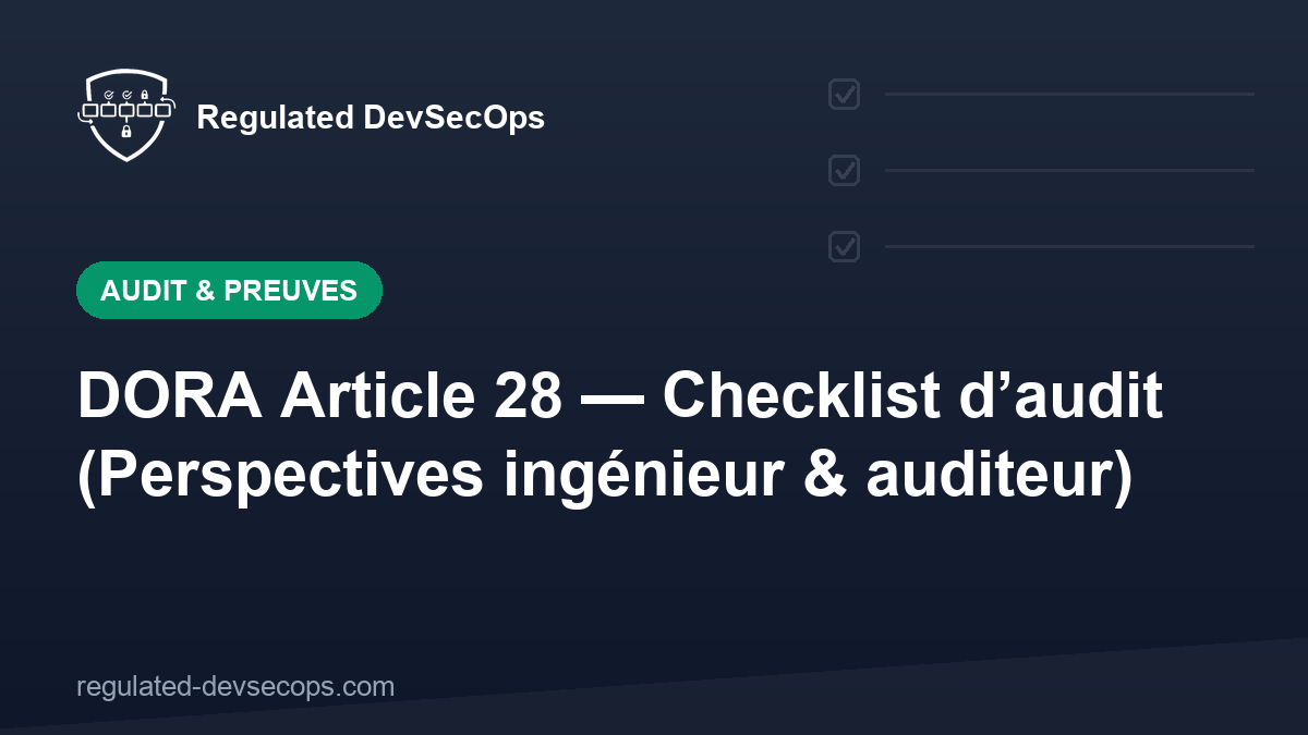 DORA Article 28 — Checklist d’audit (Perspectives ingénieur & auditeur)