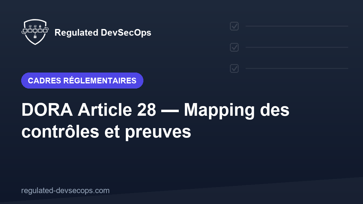 DORA Article 28 — Mapping des contrôles et preuves