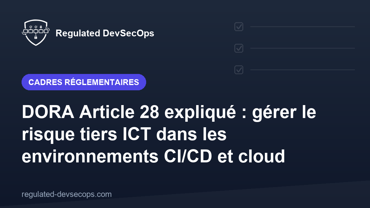 DORA Article 28 expliqué : gérer le risque tiers ICT dans les environnements CI/CD et cloud