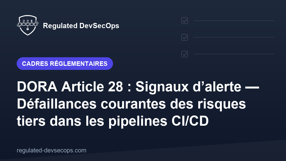 DORA Article 28 : Signaux d’alerte — Défaillances courantes des risques tiers dans les pipelines CI/CD