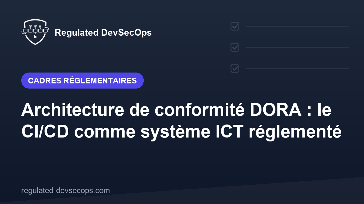 Architecture de conformité DORA : le CI/CD comme système ICT réglementé