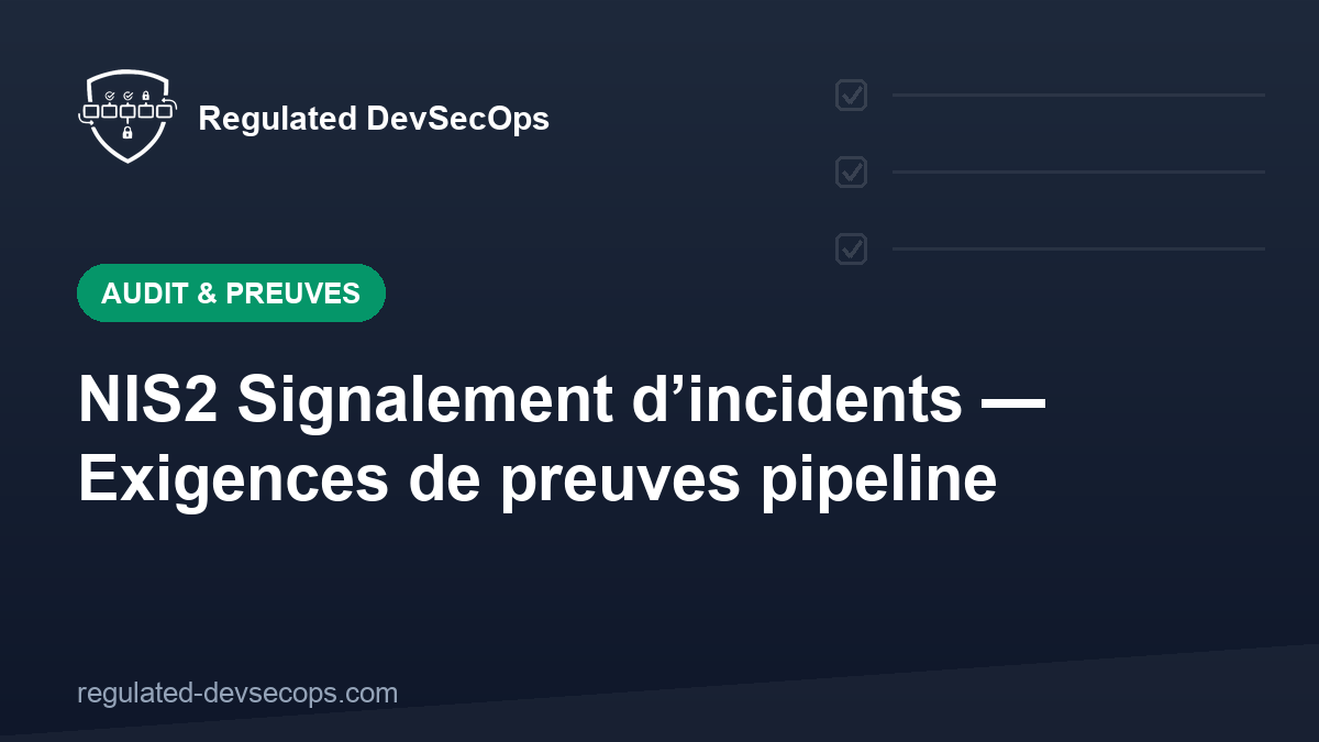 NIS2 Signalement d’incidents — Exigences de preuves pipeline