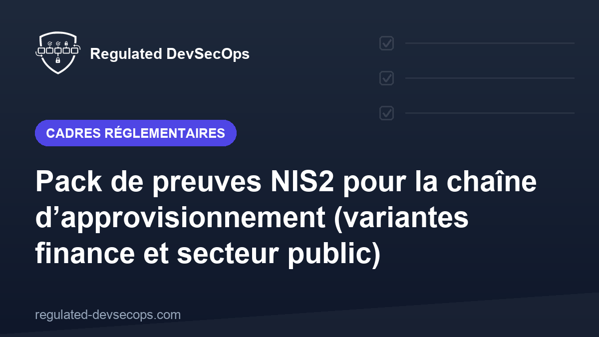 Pack de preuves NIS2 pour la chaîne d’approvisionnement (variantes finance et secteur public)