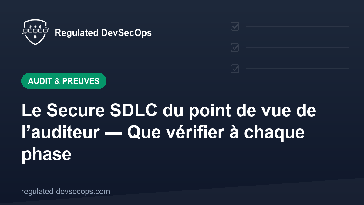 Le Secure SDLC du point de vue de l’auditeur — Que vérifier à chaque phase