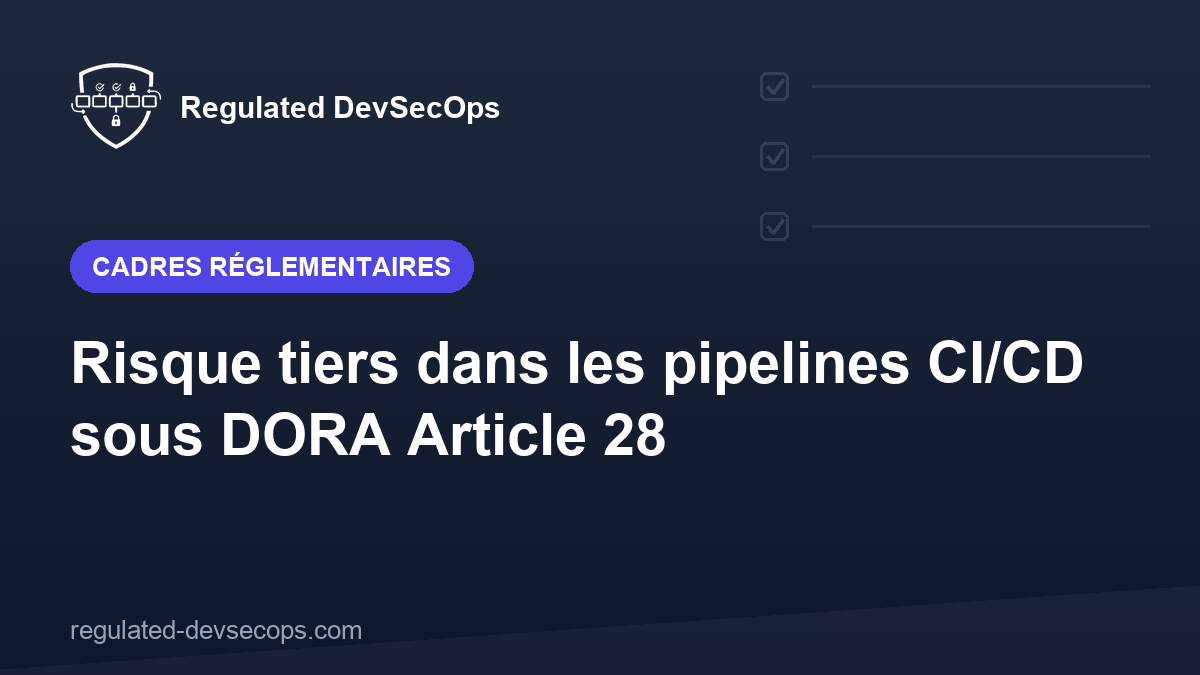 Risque tiers dans les pipelines CI/CD sous DORA Article 28